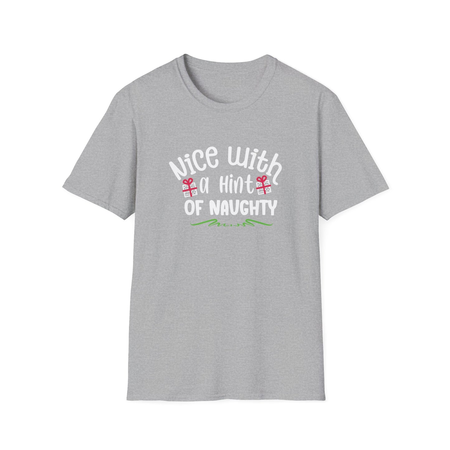 Nice With A Hint Of Naughty Holiday Graphic Shirt Sport Grey