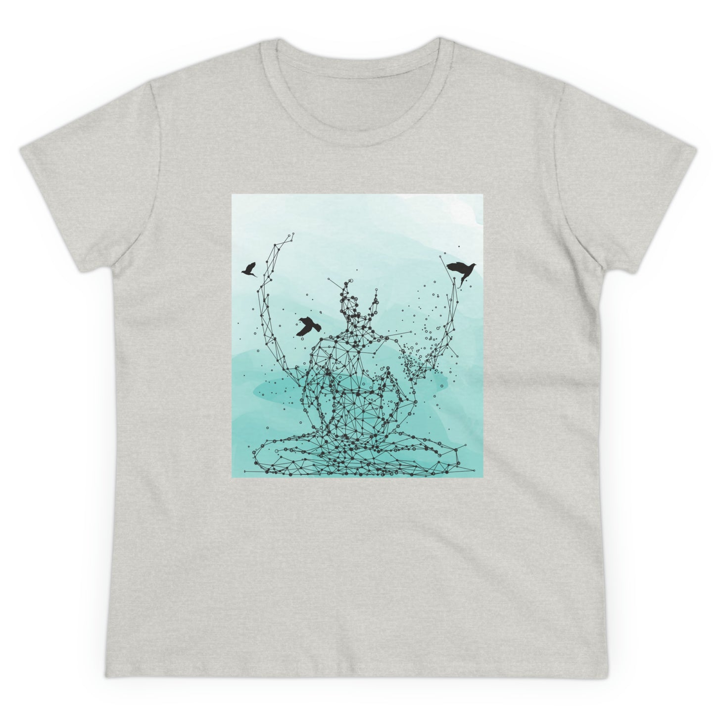 Meditation T-Shirts, Yoga Graphic Tees, Mindfulness Apparel, Zen T-Shirts, Spiritual Shirts, Chakra Tees, Womens T-Shirt Ash