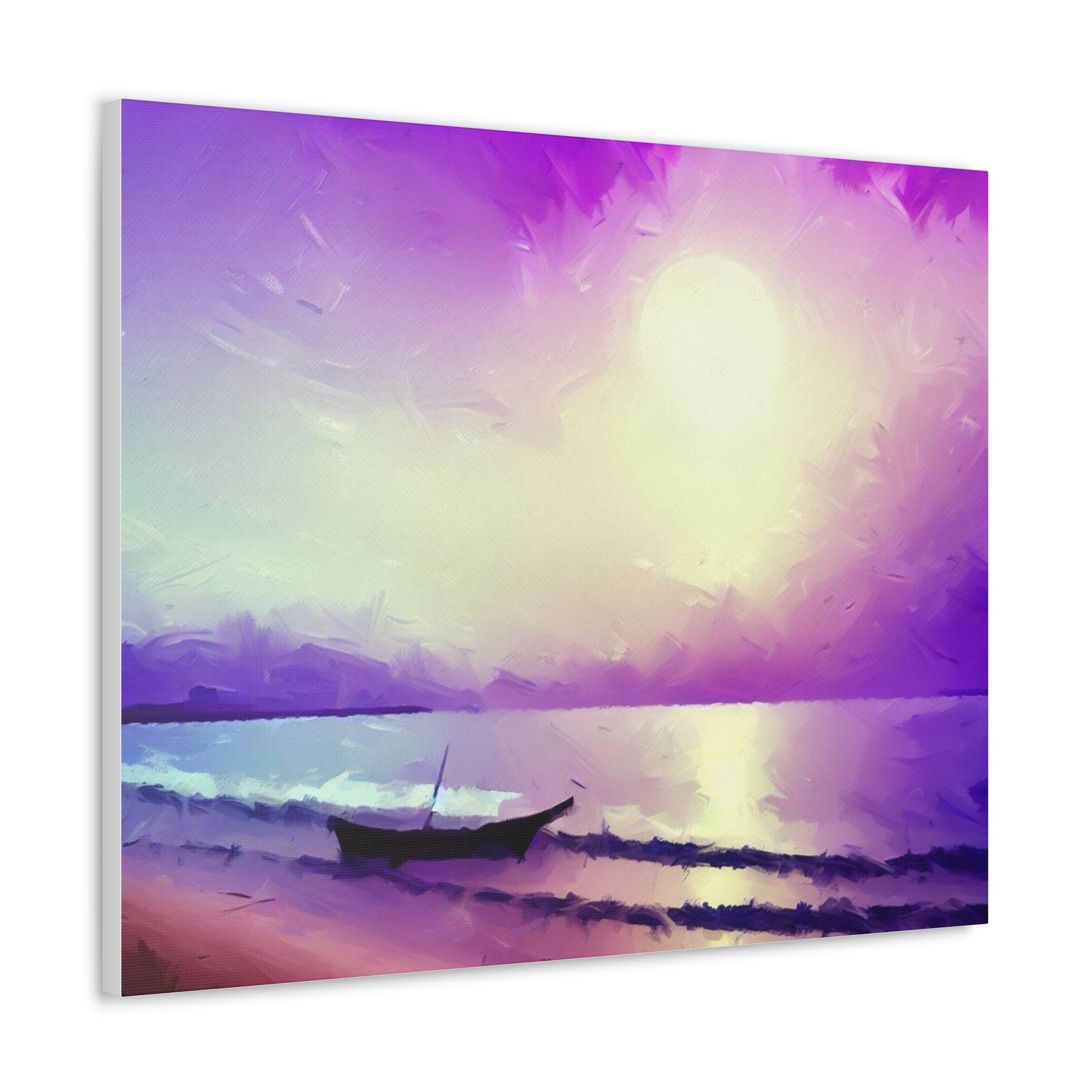 Sailboat Beach, Purple Sunset, Beach wall art, sunset wall art, beach art, Canvas Gallery Wraps