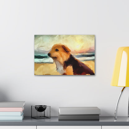 Dog wall art, ocean wall art, beach art, Canvas Gallery Wraps, Dog Beach - SaviTraviDesigns