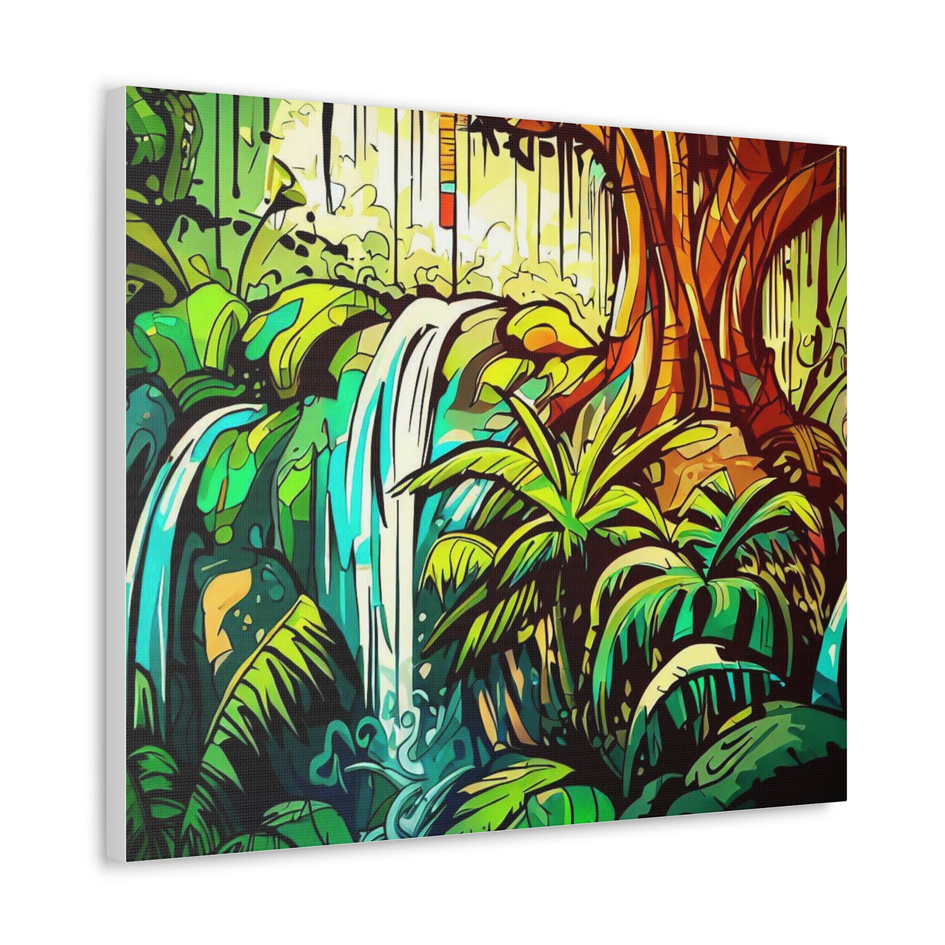 Rainforest Waterfall, Jungle Waterfall, Graffiti-inspired home decor, Modern street art prints, Graffiti wall art, Street art canvas art, Graffiti artist prints - SaviTraviDesigns