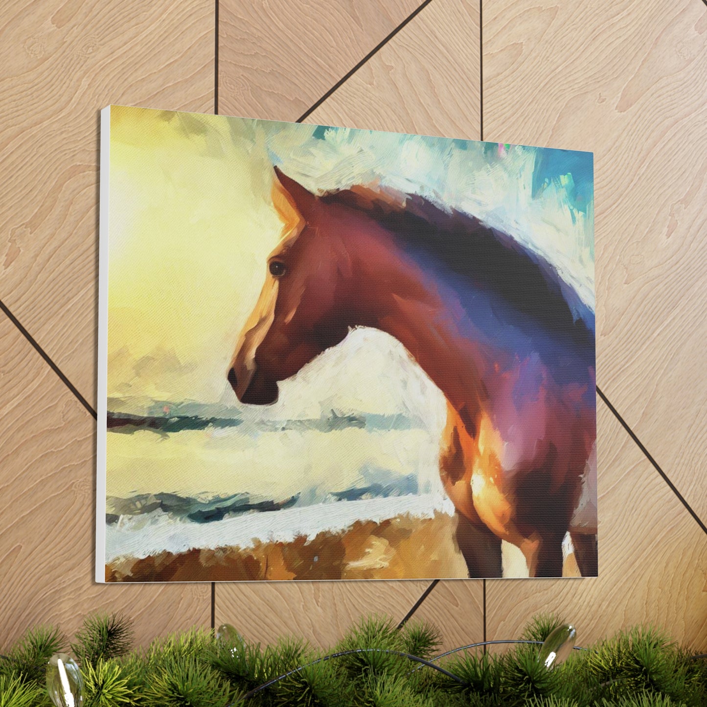 Horse wall art, beach art, ocean art, Canvas Gallery Wraps, Horse Beach, Sunset Beach - SaviTraviDesigns