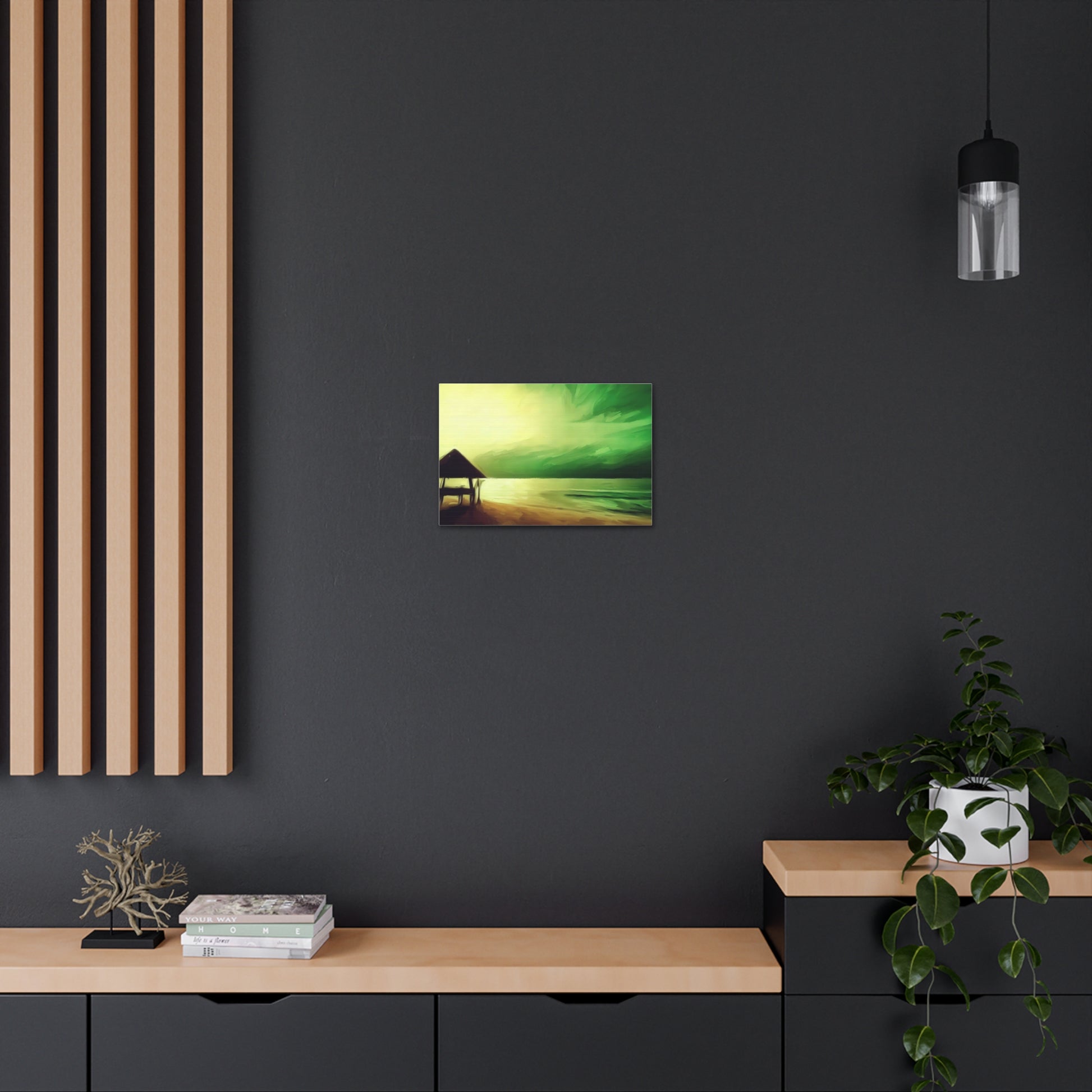 Green Sunset, Beach art, ocean art, beach wall art, Canvas Gallery Wraps