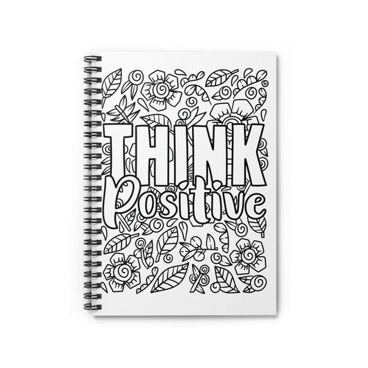 Think Positive, design notepad, Spiral Notebook, Ruled Line, Workout Journal - SaviTraviDesigns