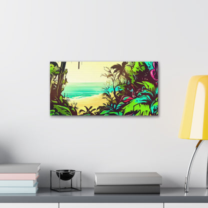 Jungle Beach, Rainforest Ocean, Graffiti-inspired home decor, Modern street art prints, Graffiti wall art, Street art canvas art, Graffiti artist prints - SaviTraviDesigns