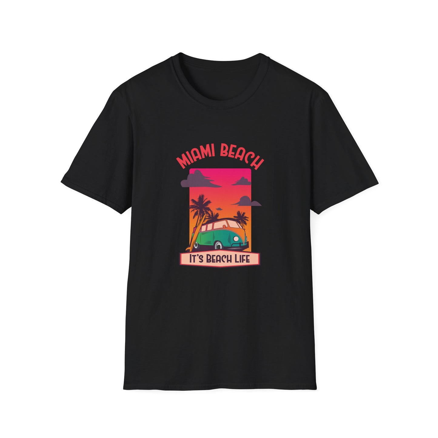 Miami Beach Its A Beach Life Graphic T Shirt Black