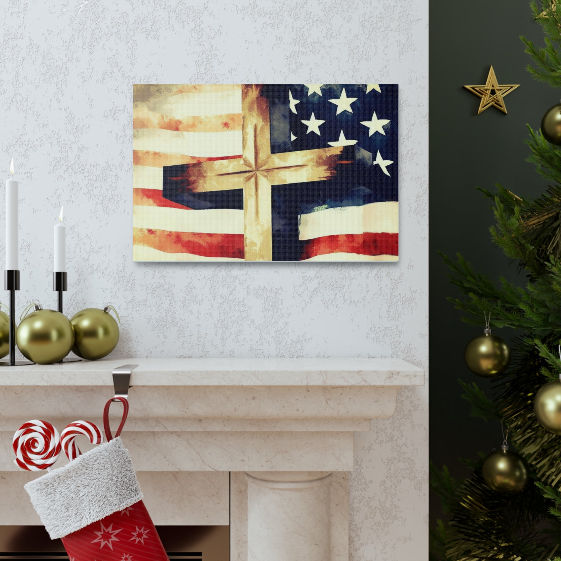 Christian wall art, Flag wall art, Canvas Gallery Wraps - SaviTraviDesigns