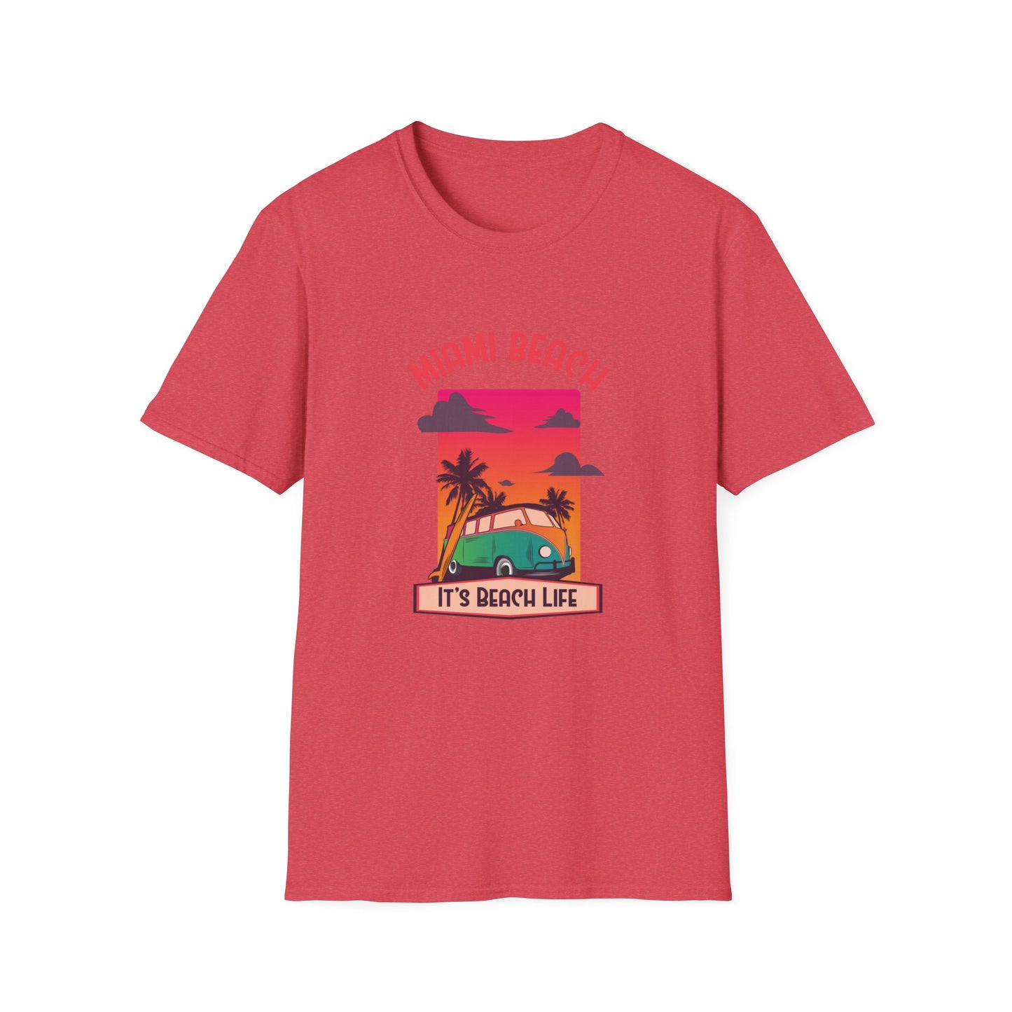 Miami Beach Its A Beach Life Graphic T Shirt Heather Red