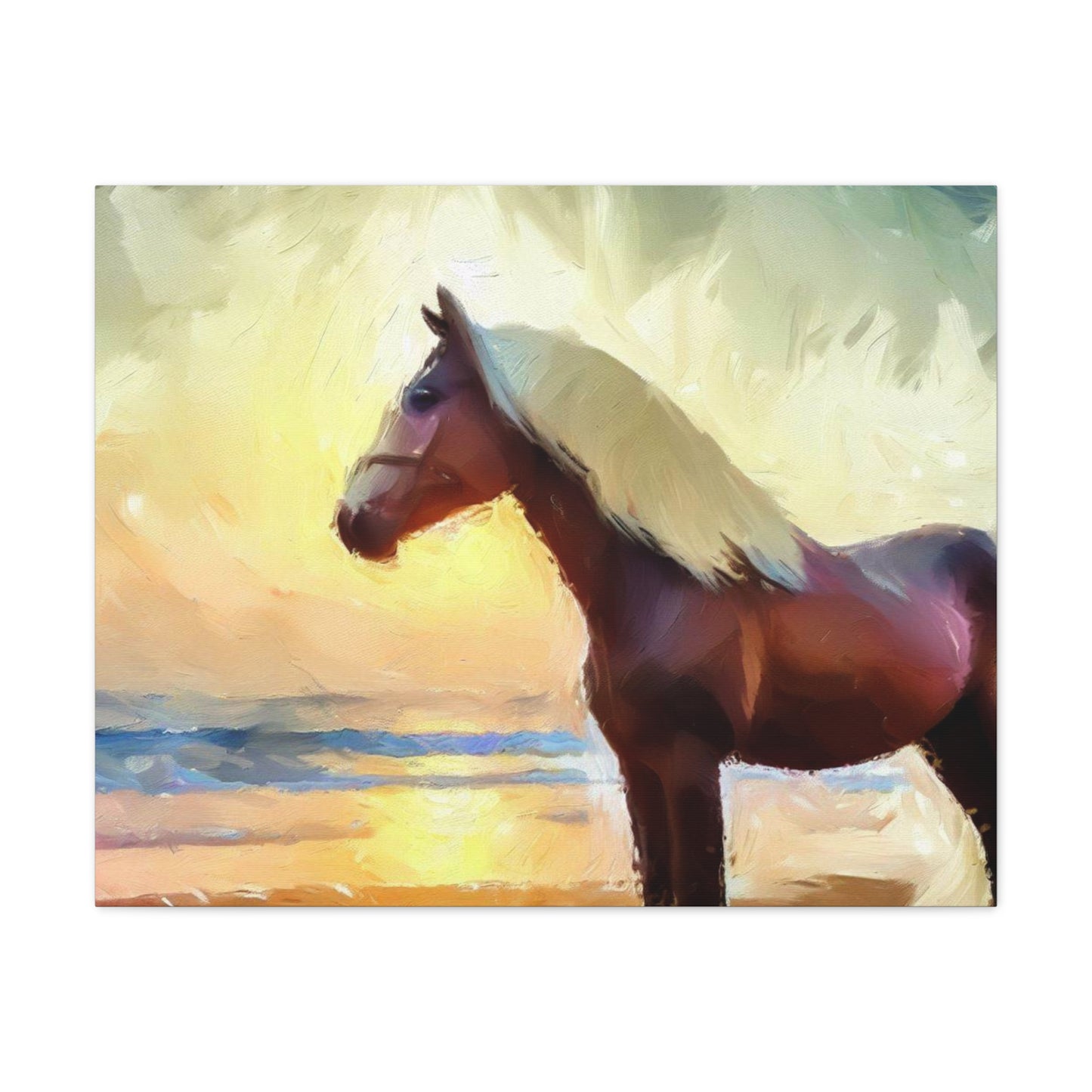 Horse wall art, beach wall art, ocean art, Canvas Gallery Wraps, Horse Beach, Sunset Beach - SaviTraviDesigns