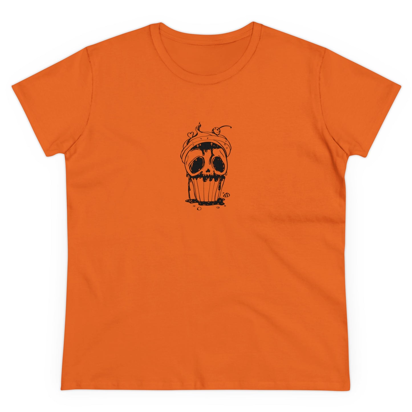 Skull Cupcake, Halloween Cupcake Designs, Halloween Graphic Shirts, Spooky Halloween Shirts, Cute Halloween Graphic Tees Orange