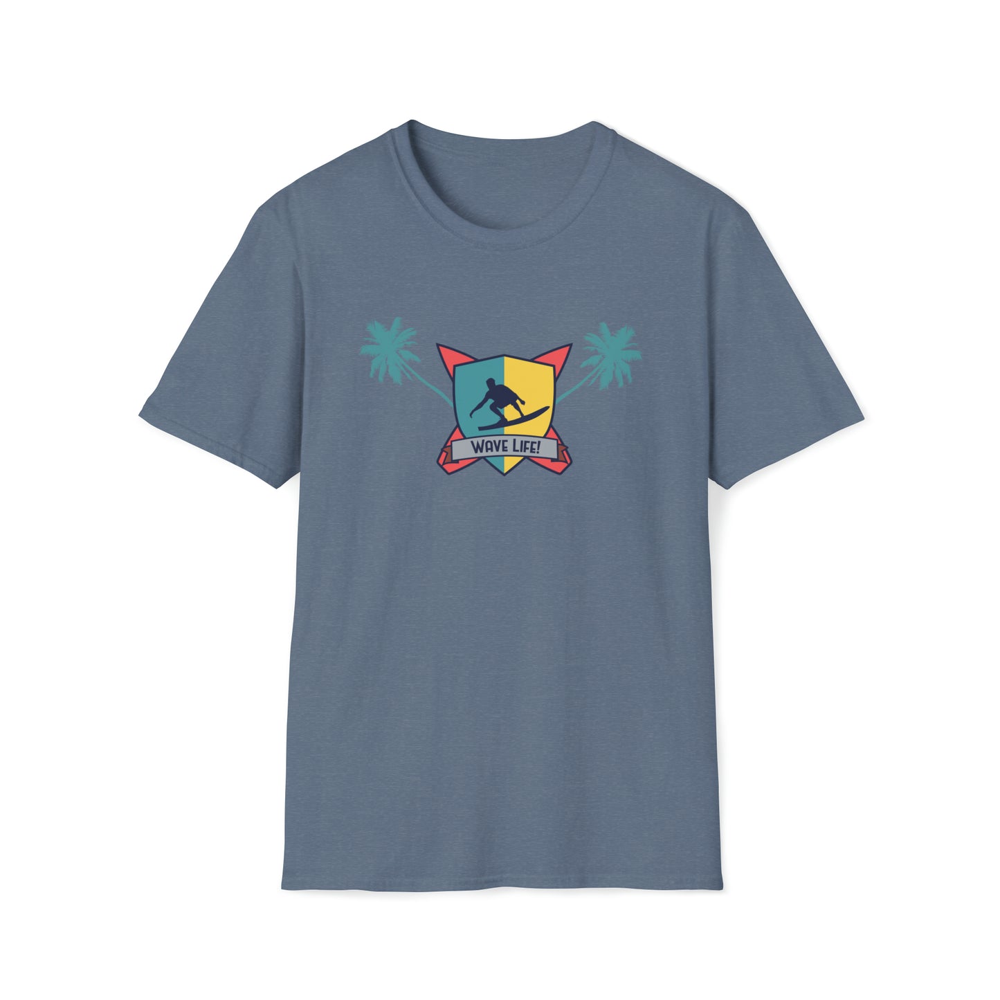 Wave Life Surfing |Beach Lifestyle Shirts | Summer Vibe Apparel Heather Indigo