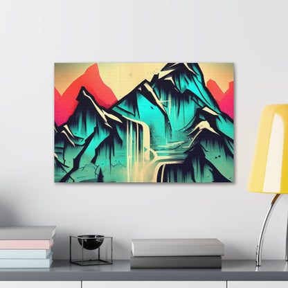 Blue Mountain, Mountain Sunset, Graffiti-inspired home decor, Modern street art prints, Graffiti wall art, Street art canvas art, Graffiti artist prints - SaviTraviDesigns