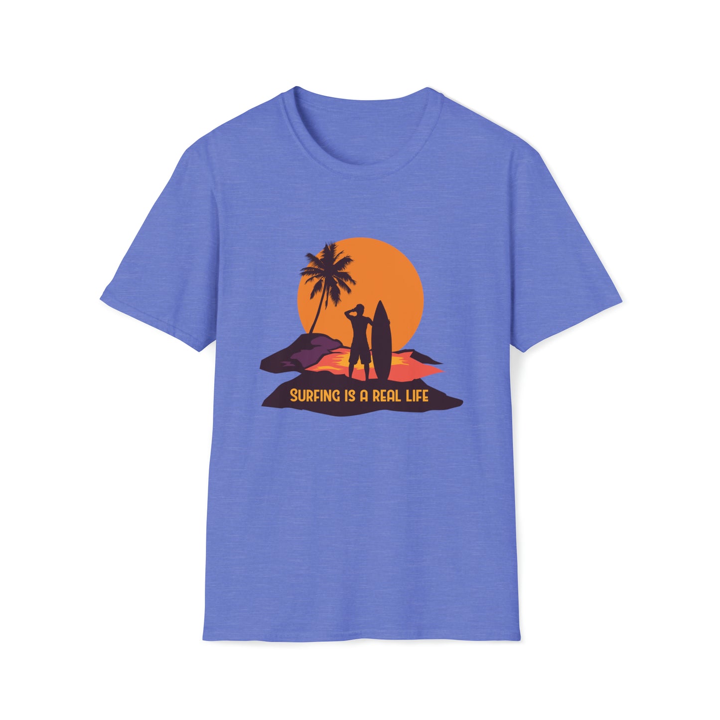 Surfing is Real Life |Beach Lifestyle Shirts | Summer Vibe Apparel Heather Royal