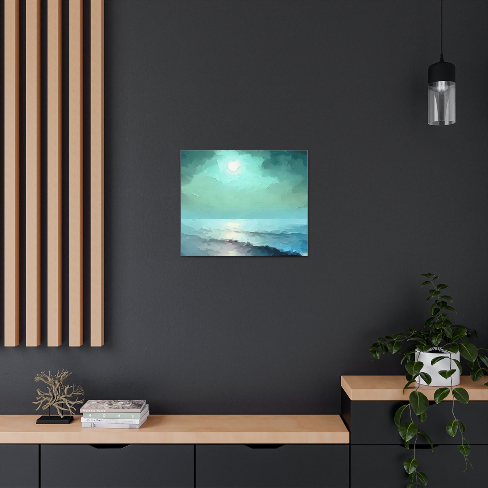 Moon wall art, Ocean wall art, ocean art, Canvas Gallery Wraps