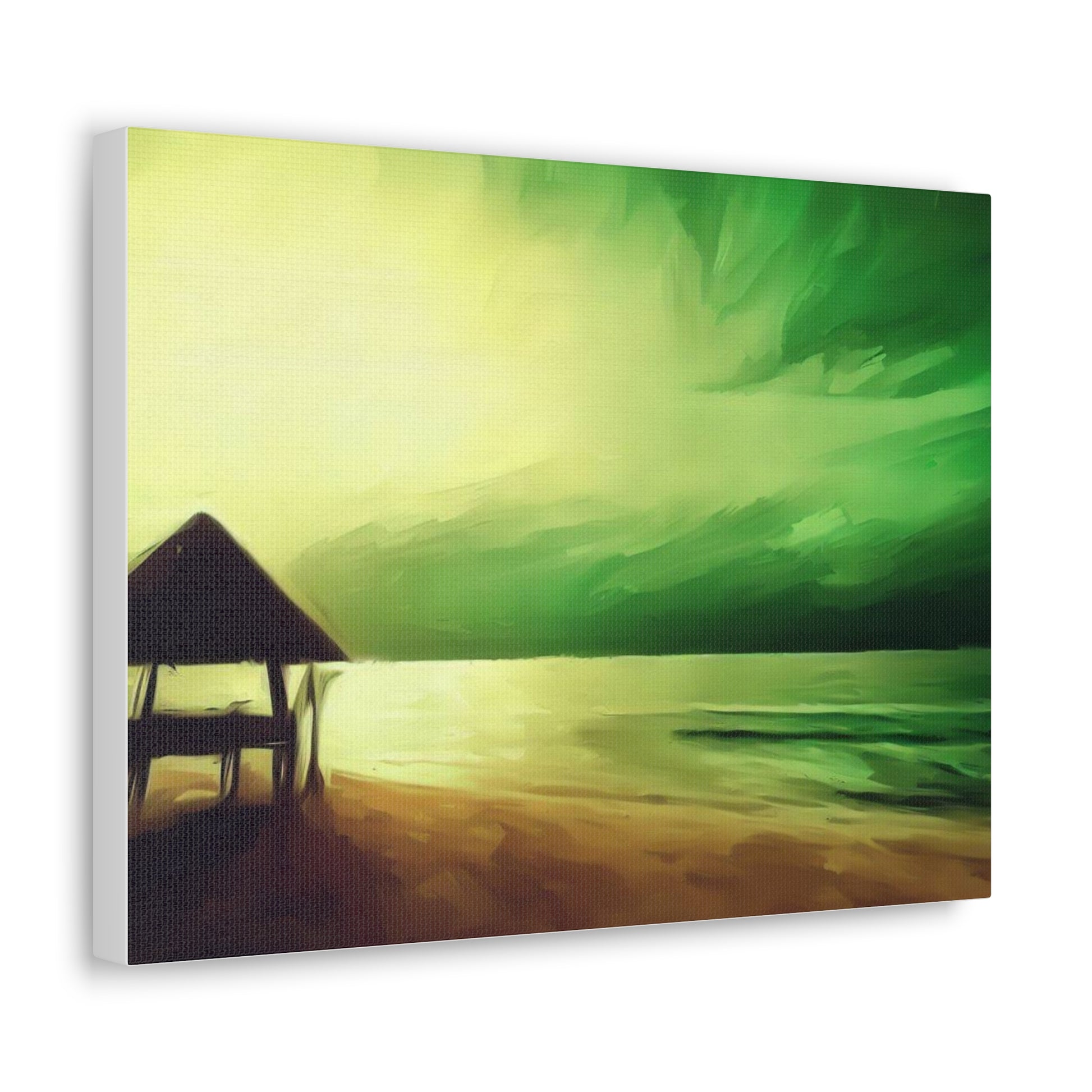 Green Sunset, Beach art, ocean art, beach wall art, Canvas Gallery Wraps