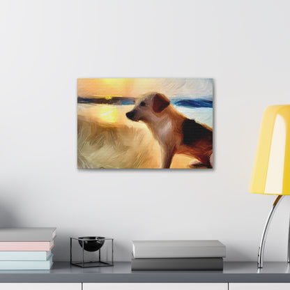 Dog wall art, beach wall art, ocean art, Canvas Gallery Wraps, Pet Beach - SaviTraviDesigns