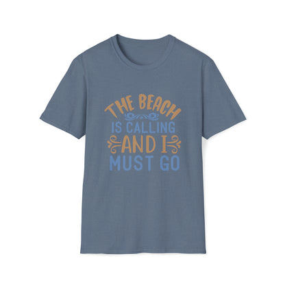 The Beach is Calling and I Must Go |Beach Lifestyle Shirts | Summer Vibe Apparel Heather Indigo