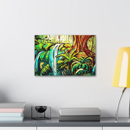 Rainforest Waterfall, Jungle Waterfall, Graffiti-inspired home decor, Modern street art prints, Graffiti wall art, Street art canvas art, Graffiti artist prints - SaviTraviDesigns