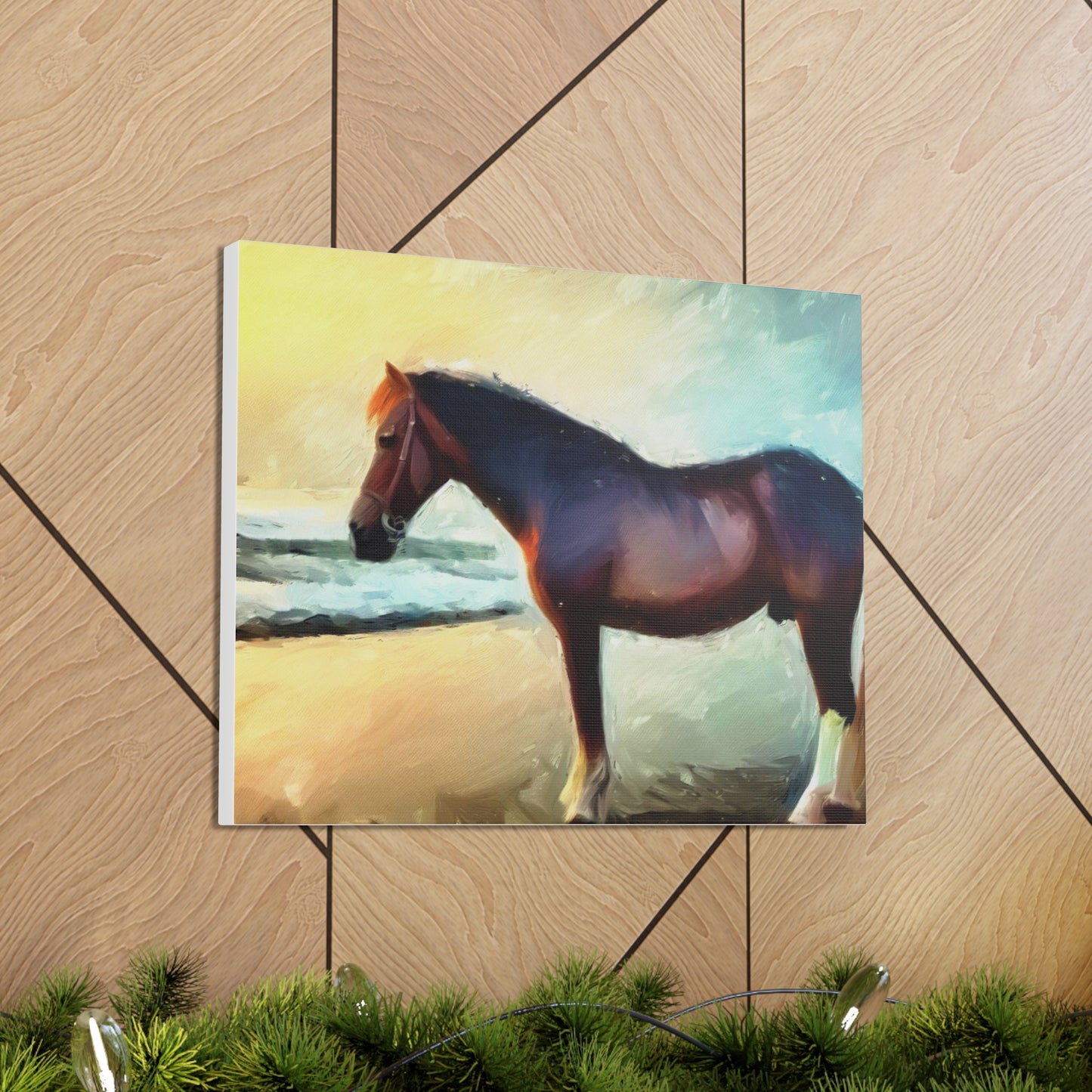 Horse wall art, Beach wall art, ocean art, Canvas Gallery Wraps, Horse Beach, Sunset Beach - SaviTraviDesigns