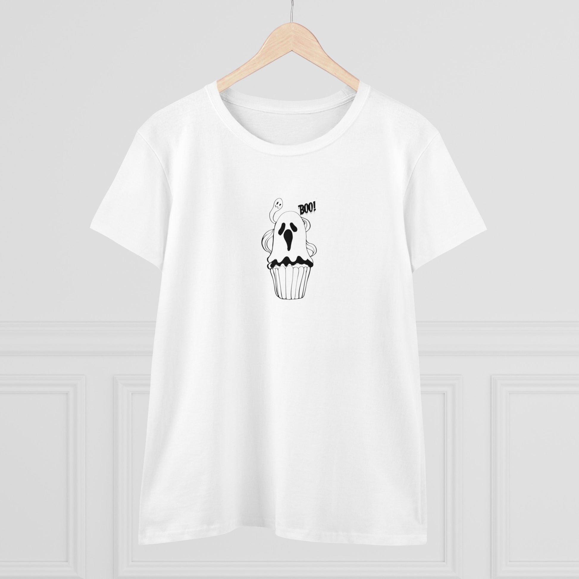 Cute Ghost Cupcake, Halloween Cupcake Designs, Halloween Graphic Shirts, Spooky Halloween Shirts, Cute Halloween Graphic Tees