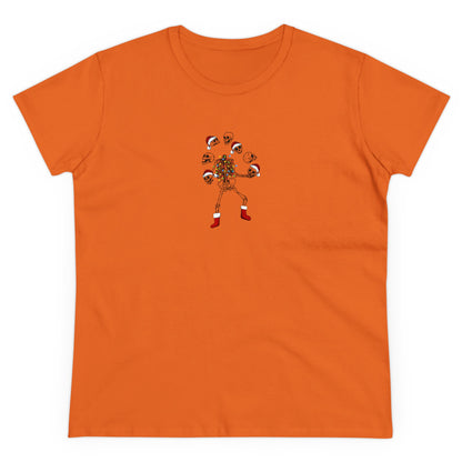 Juggling Santa, Skeleton Santa, Skeleton Christmas, Christmas Graphic Shirts, Festive Holiday T-Shirts, Ugly Christmas Sweater Tees, Funny Christmas Shirt Designs, Cute Xmas Graphic Tees Orange