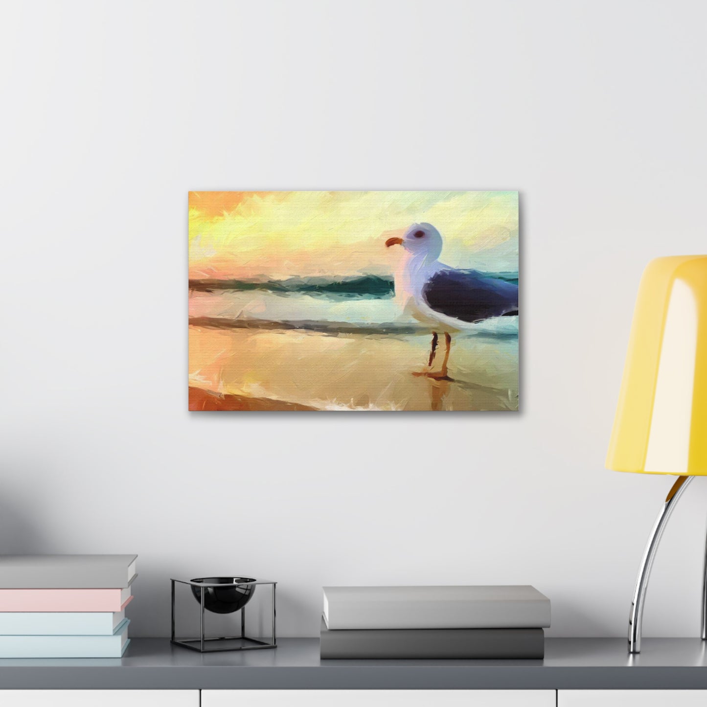 Seagull Beach, Beach wall art, Ocean wall art, Canvas Gallery Wraps