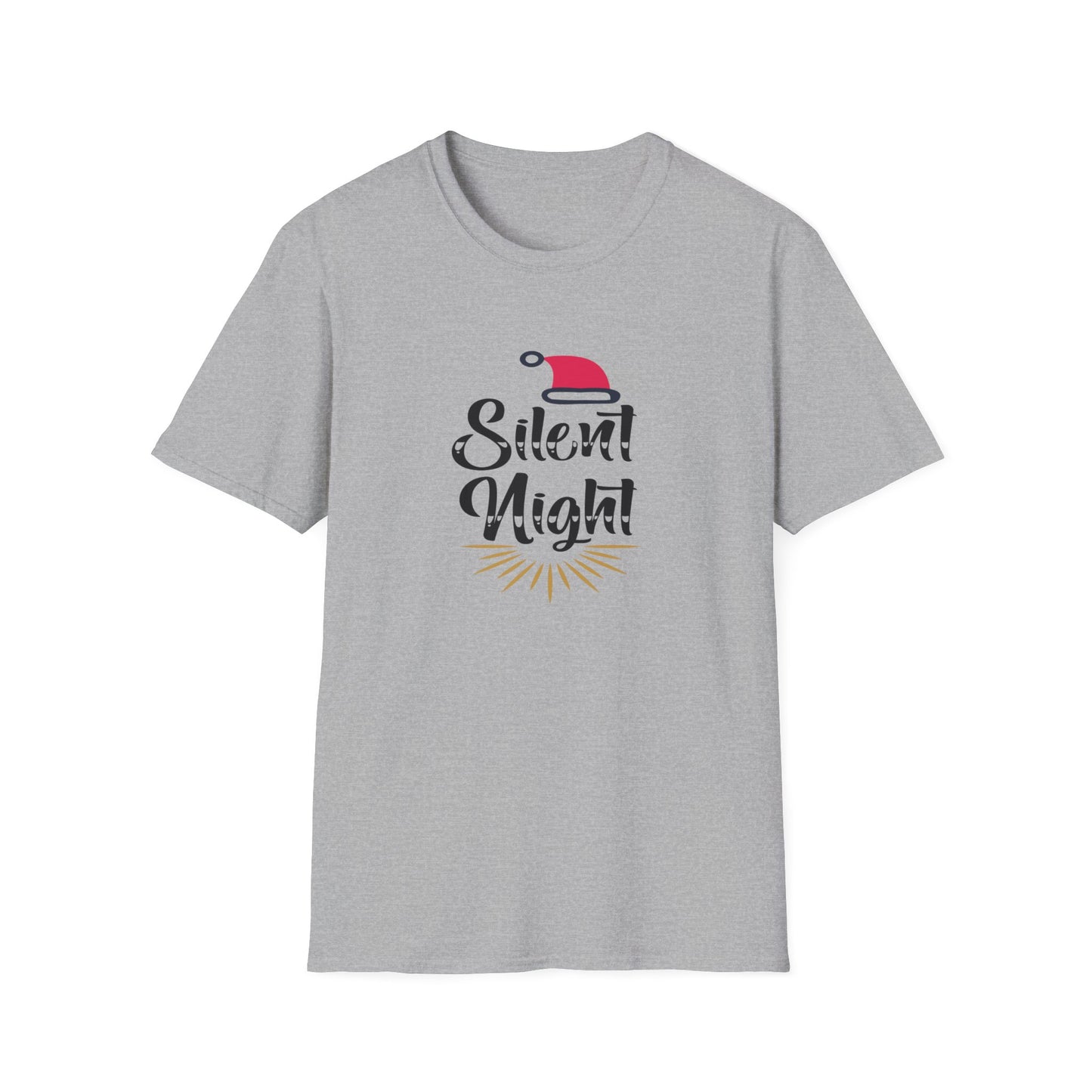 Silent Night Holiday Graphic T Shirt Sport Grey