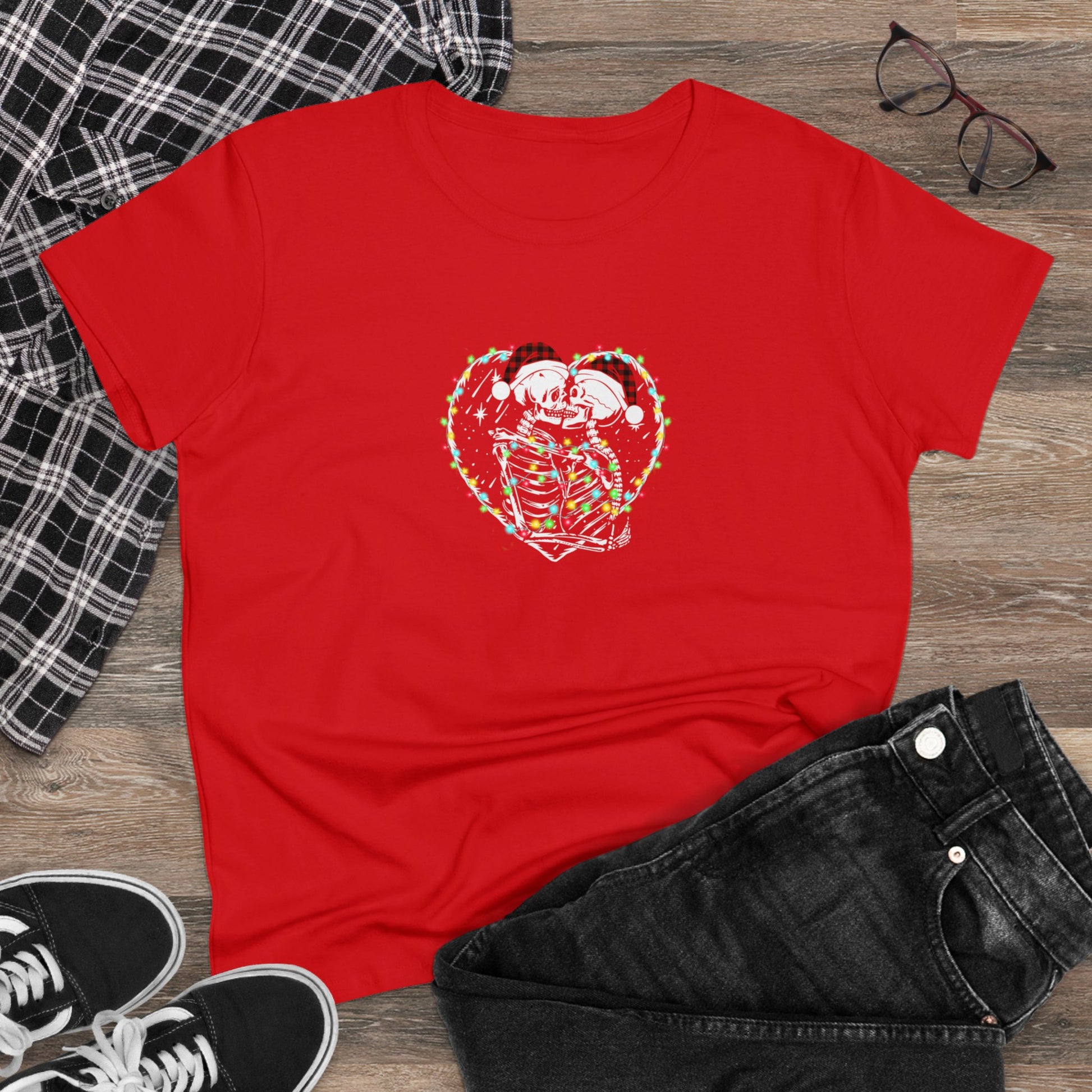 Skeleton Christmas, Skeleton Heart, Skeleton Love, Christmas Graphic Shirts, Festive Holiday T-Shirts, Ugly Christmas Sweater Tees