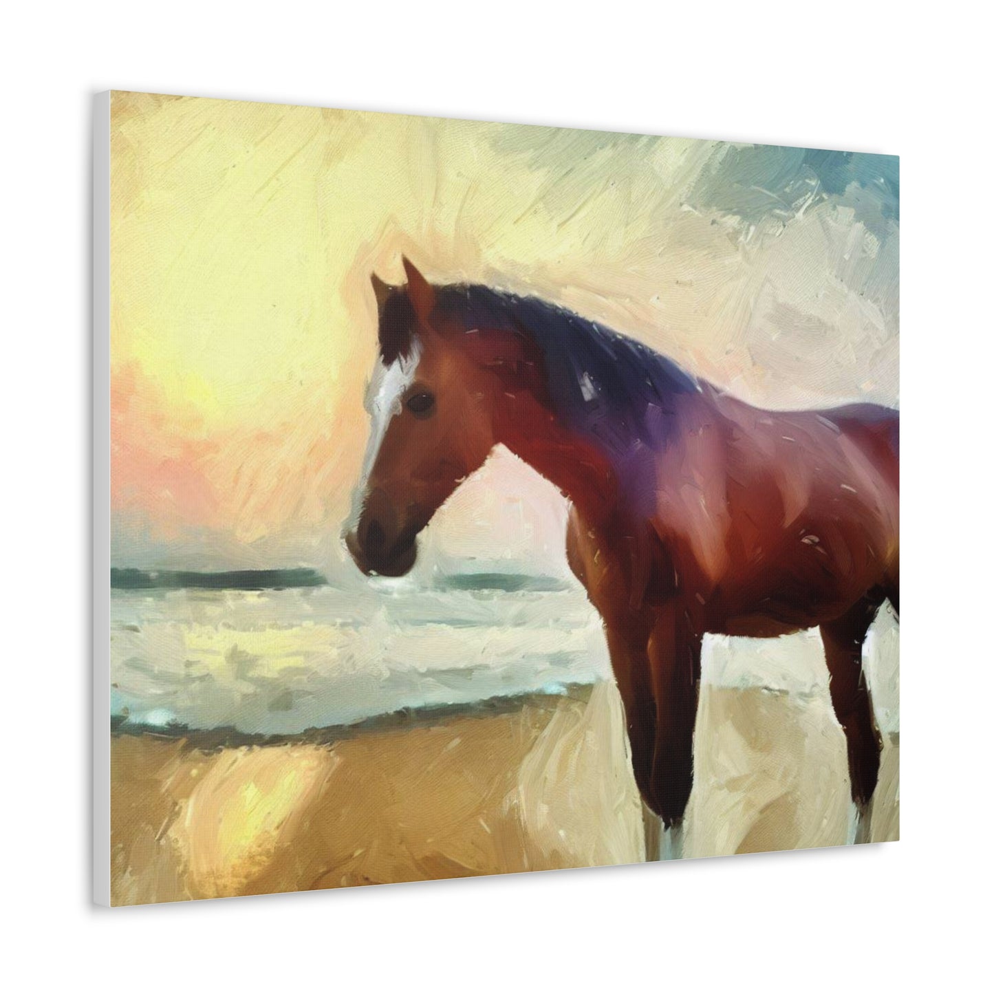 Horse wall art, beach wall art, ocean art, Canvas Gallery Wraps, Horse Beach, Sunset Beach - SaviTraviDesigns