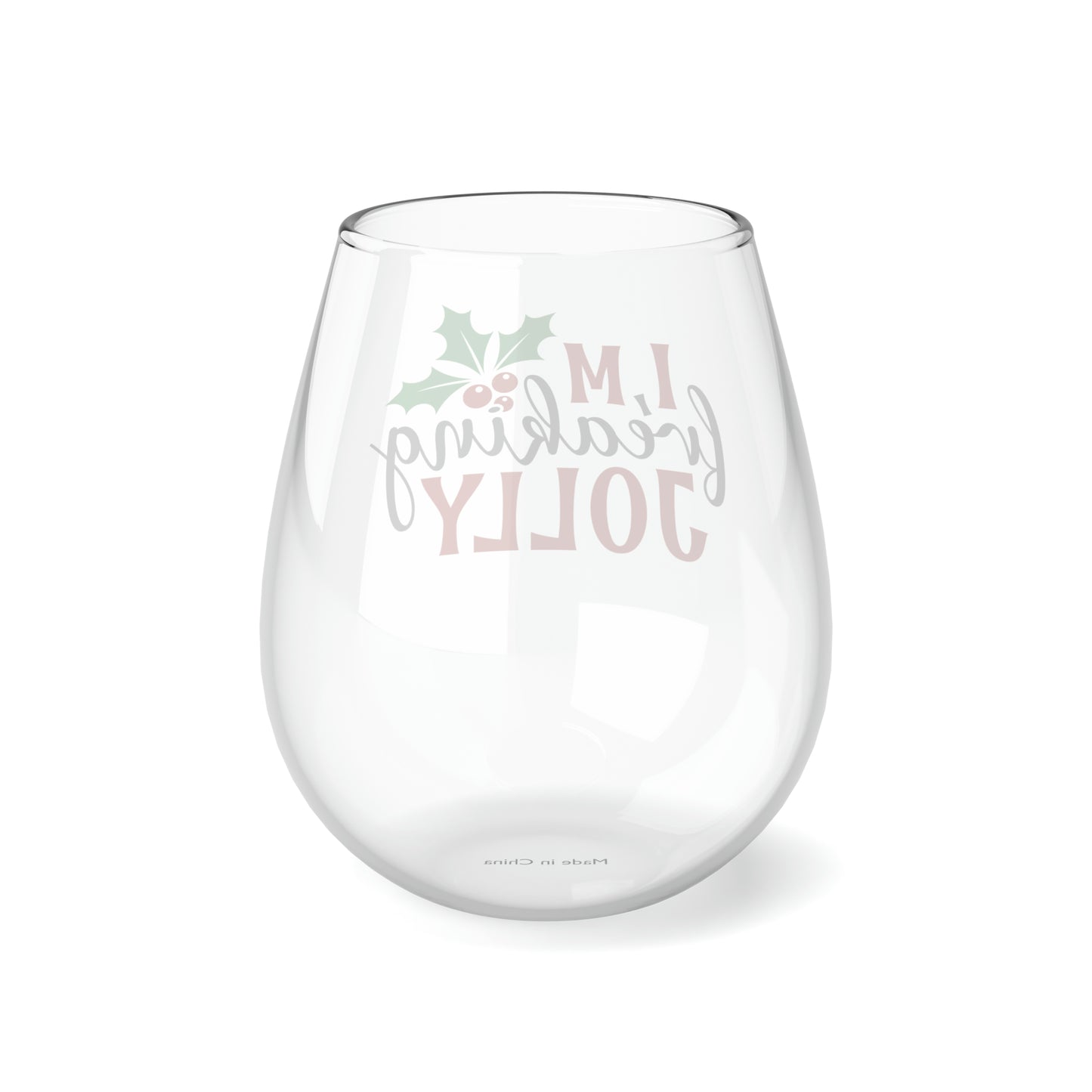 Freakin Jolly, Christmas Wine Glass, Wine Lover stemless, Unique stemless wine glass, Trendy wine glass, Wine glass gift, Stemless Glass - SaviTraviDesigns