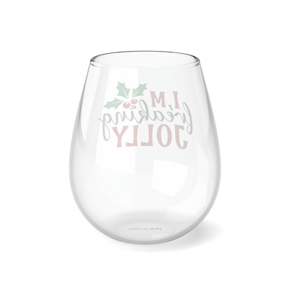 Freakin Jolly, Christmas Wine Glass, Wine Lover stemless, Unique stemless wine glass, Trendy wine glass, Wine glass gift, Stemless Glass - SaviTraviDesigns