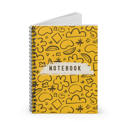 Pattern, Design Spiral Notebook, Spiral Notebook, Ruled Line, Yellow, Workout Journal - SaviTraviDesigns