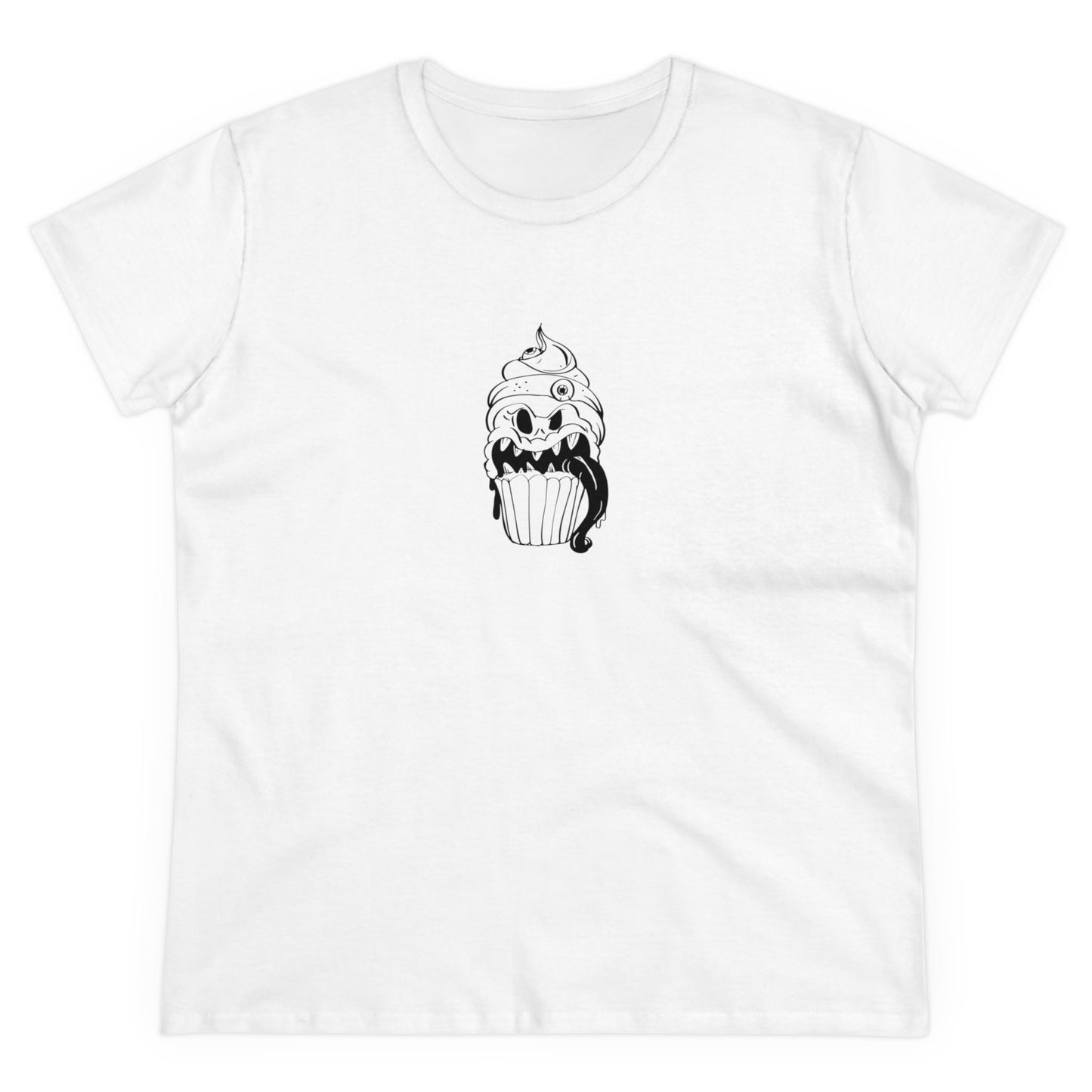 Ghoul Tongue Cupcake, Halloween Cupcake Designs, Halloween Graphic Shirts, Spooky Halloween Shirts, Cute Halloween Graphic Tees White