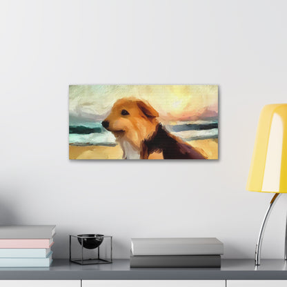 Dog wall art, ocean wall art, beach art, Canvas Gallery Wraps, Dog Beach - SaviTraviDesigns