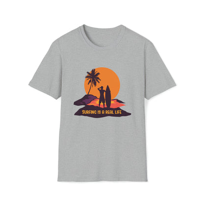 Surfing is Real Life |Beach Lifestyle Shirts | Summer Vibe Apparel Sport Grey