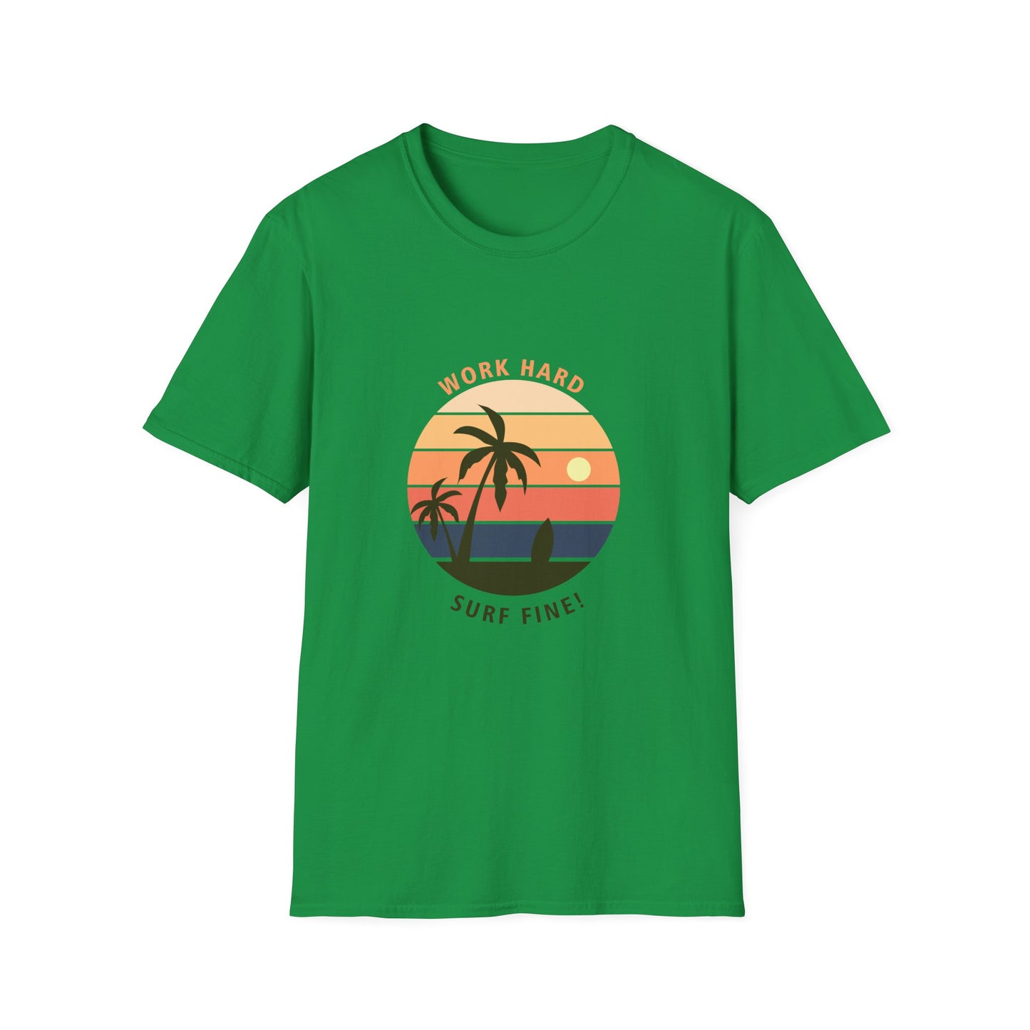 Work Hard Surf Fine Graphic T Shirt Irish Green