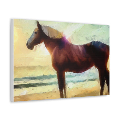 Horse wall art, Beach wall art, ocean wall art, Canvas Gallery Wraps, Horse Beach, Sunset Beach - SaviTraviDesigns