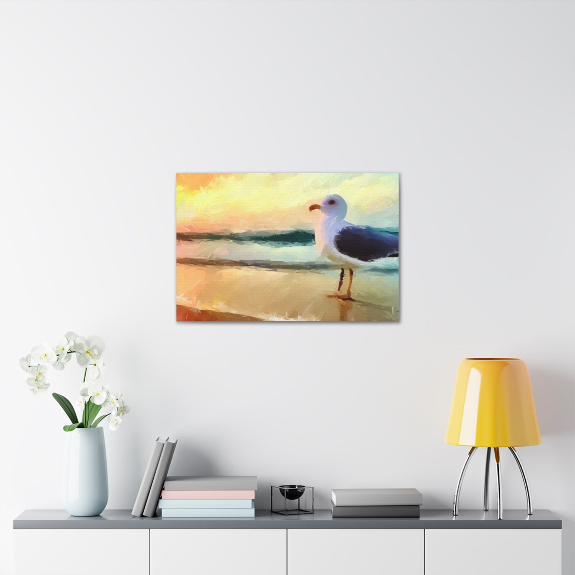 Seagull Beach, Beach wall art, Ocean wall art, Canvas Gallery Wraps