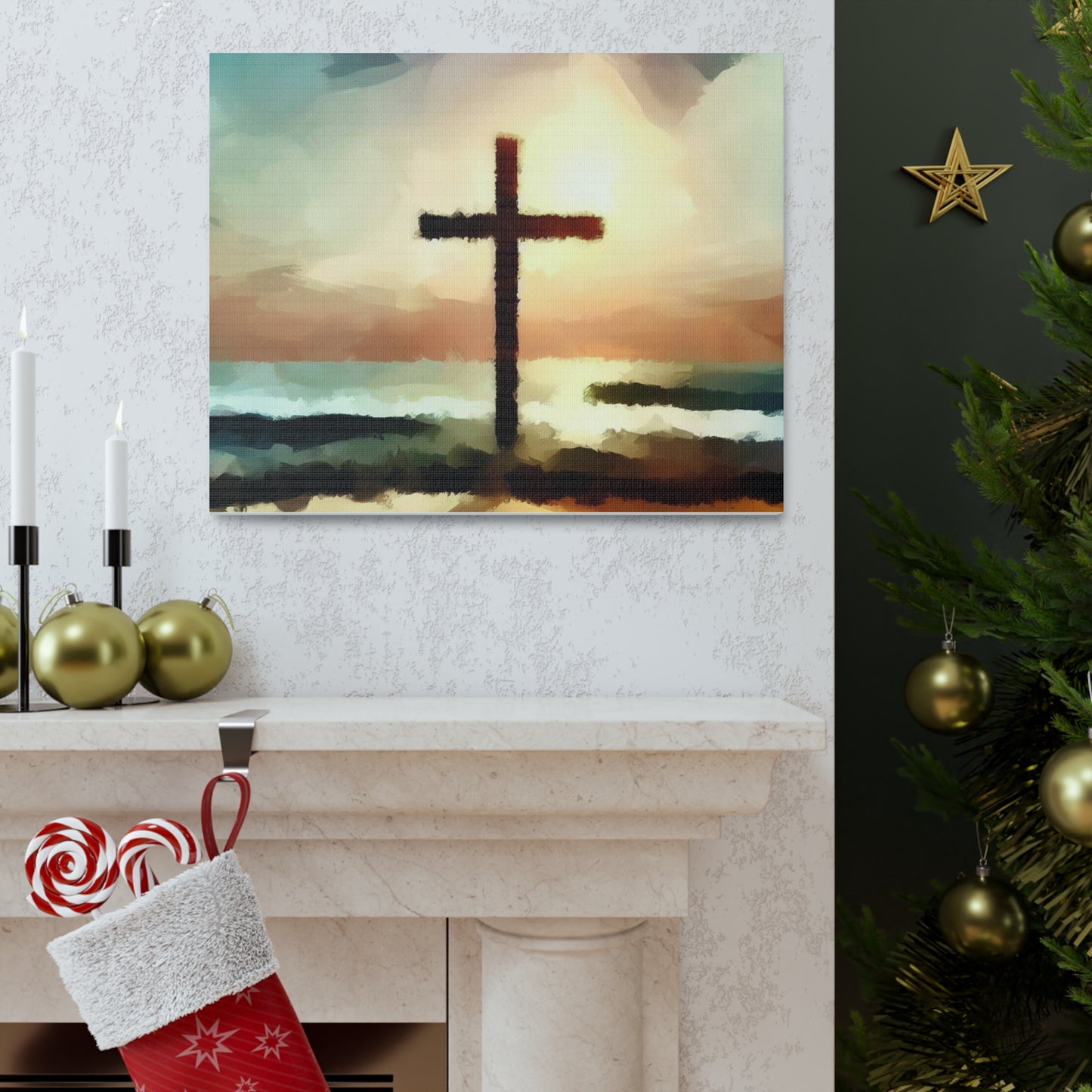 Christian wall art, Cross wall art, beach art, ocean art, Canvas Gallery Wraps - SaviTraviDesigns