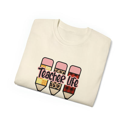 Teacher Life, Teacher Pencil, Teacher Graphic Design Shirts, Educator T-Shirt Designs, Classroom Theme Shirts, Inspirational Teacher Tees, Teacher Appreciation Shirts - SaviTraviDesigns