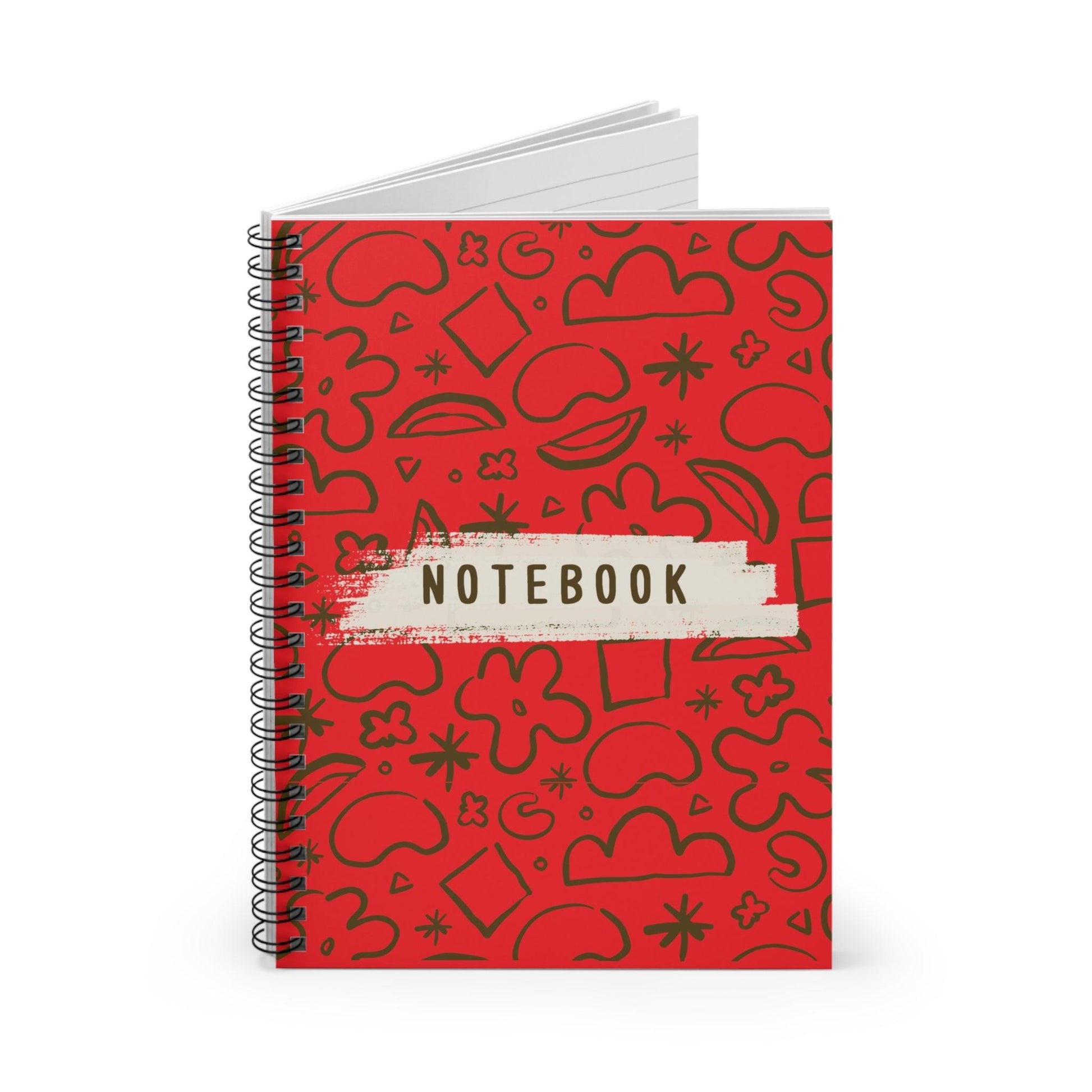 Pattern, Design Spiral Notebook, Spiral Notebook, Ruled Line, Red, Workout Journal - SaviTraviDesigns