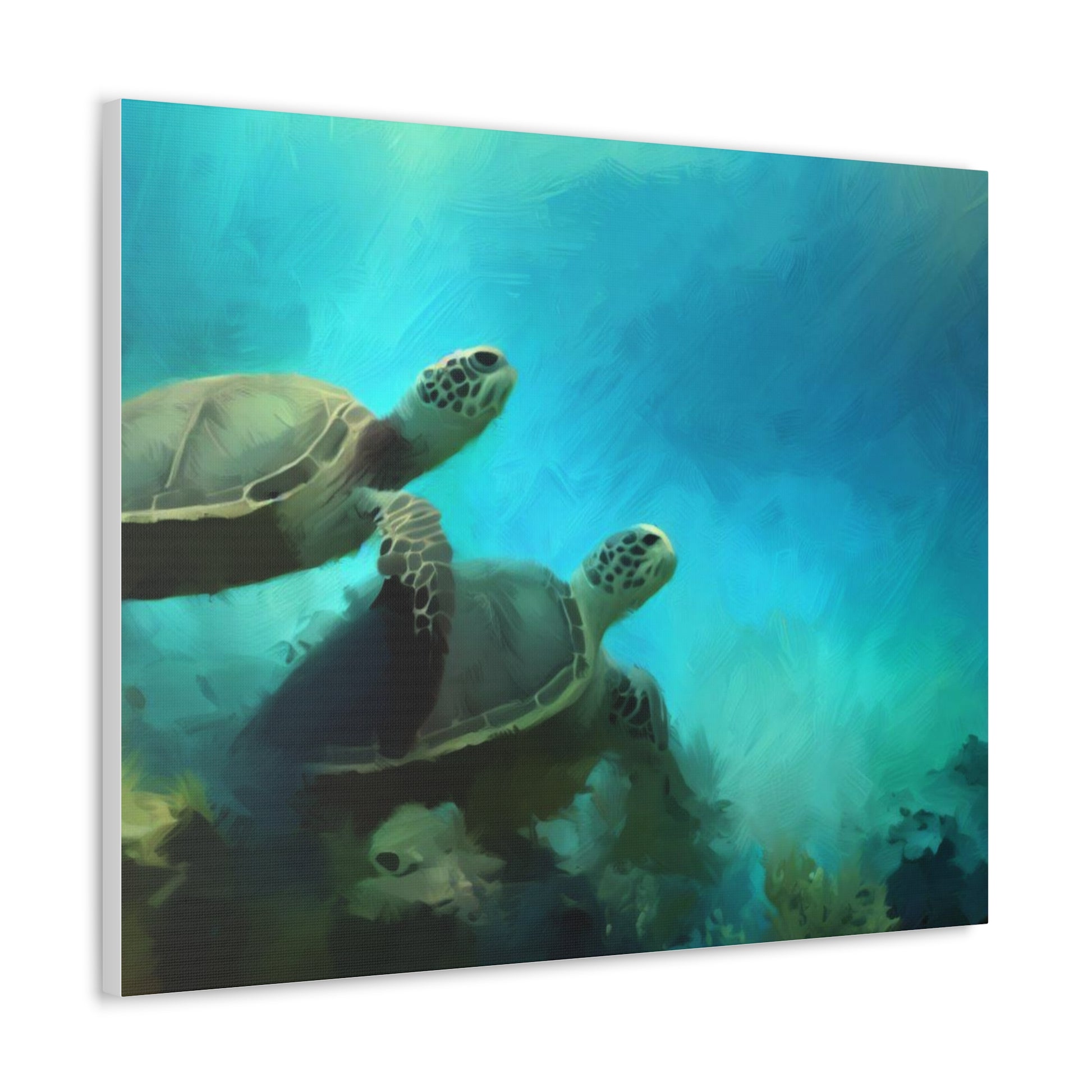 Sea Turtle wall art, ocean wall art, Underwater art, Canvas Gallery Wraps, Sea Turtle Painting