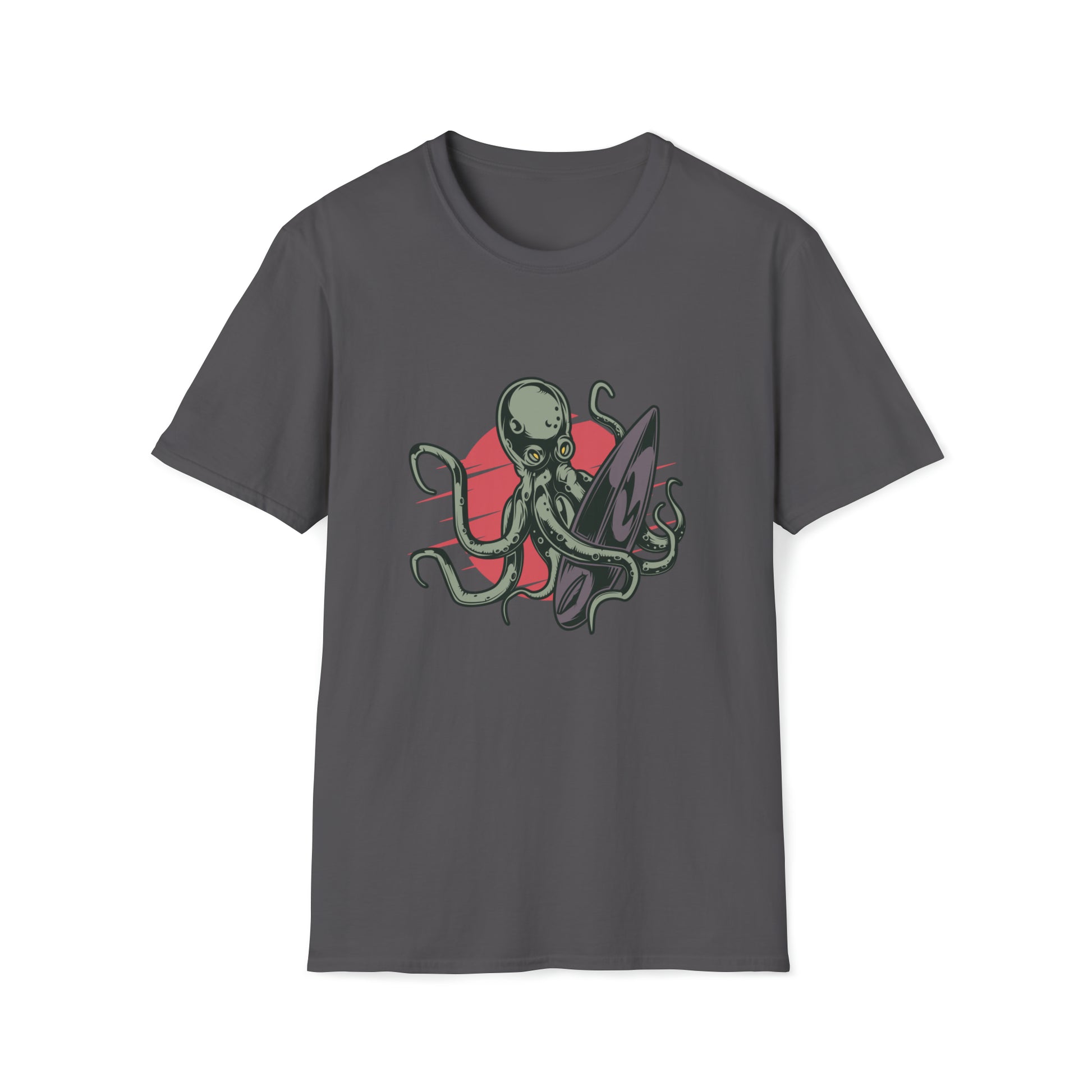 Octopus Surfing |Beach Lifestyle Shirts | Summer Vibe Apparel Charcoal