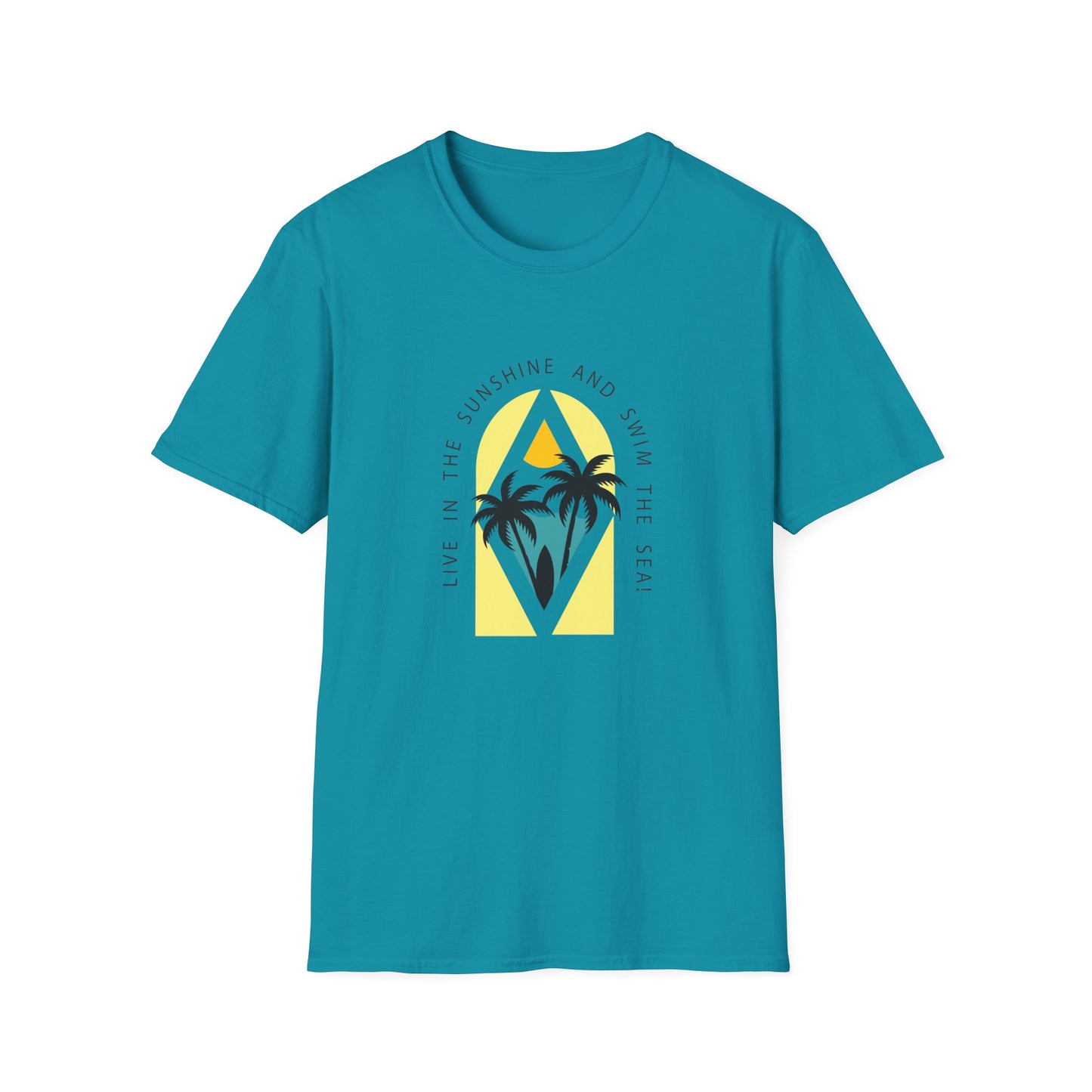 Live In The Sunshine Swim in The Sea Graphics T-Shirt Tropical Blue