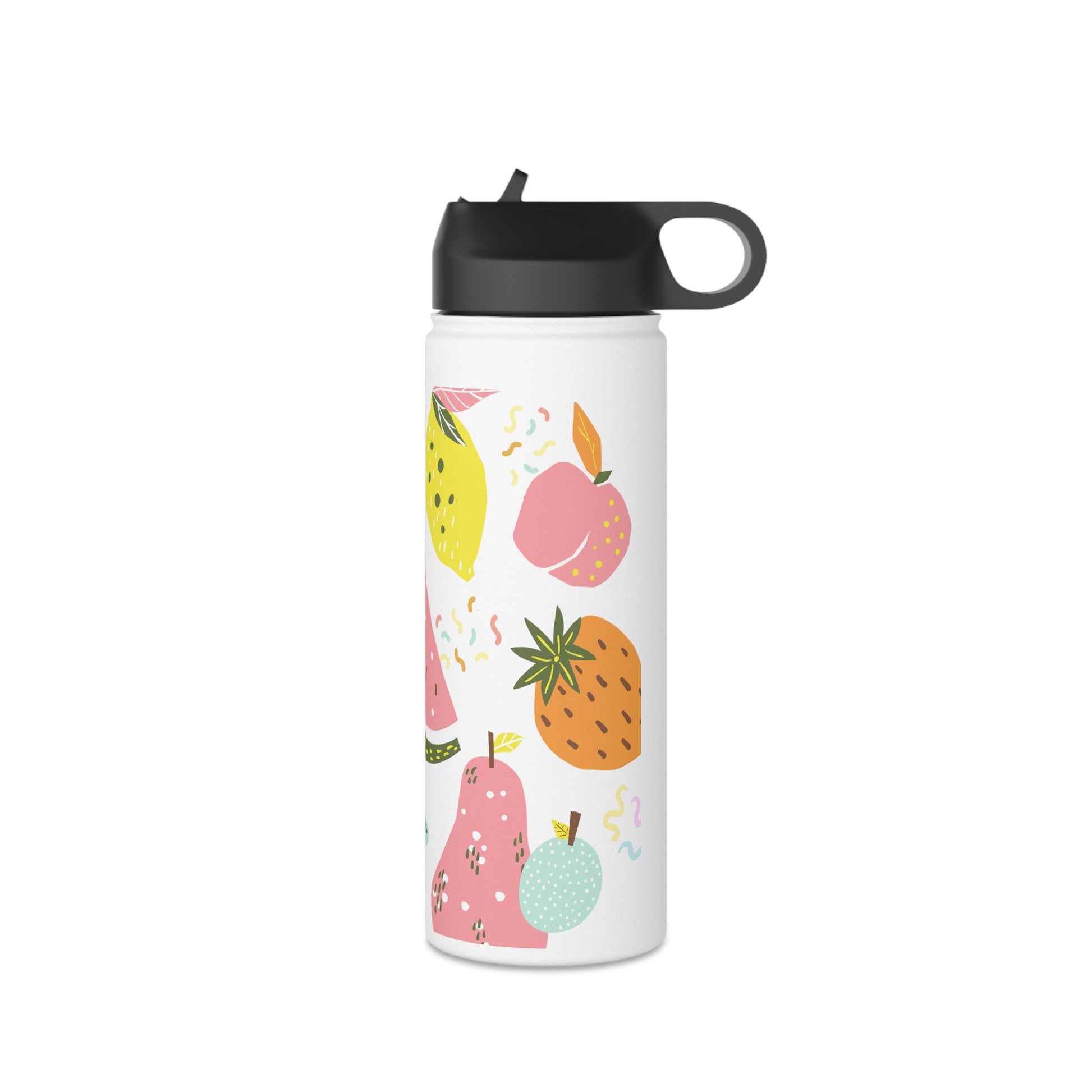 Fruit water bottle, design water bottle, Stainless Steel Water Bottle, Standard Lid - SaviTraviDesigns