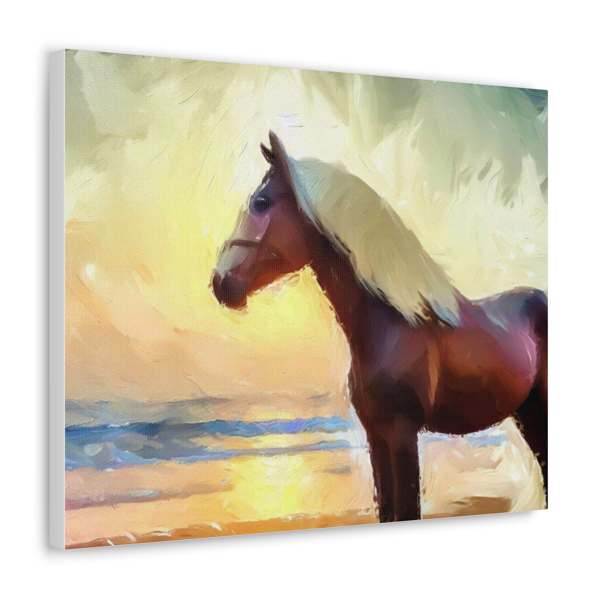 Horse wall art, beach wall art, ocean art, Canvas Gallery Wraps, Horse Beach, Sunset Beach - SaviTraviDesigns