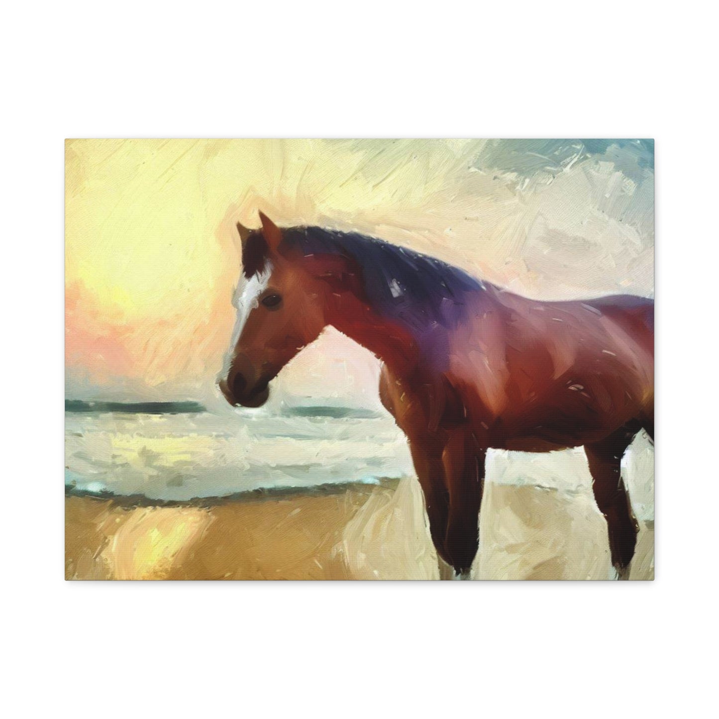 Horse wall art, beach wall art, ocean art, Canvas Gallery Wraps, Horse Beach, Sunset Beach - SaviTraviDesigns