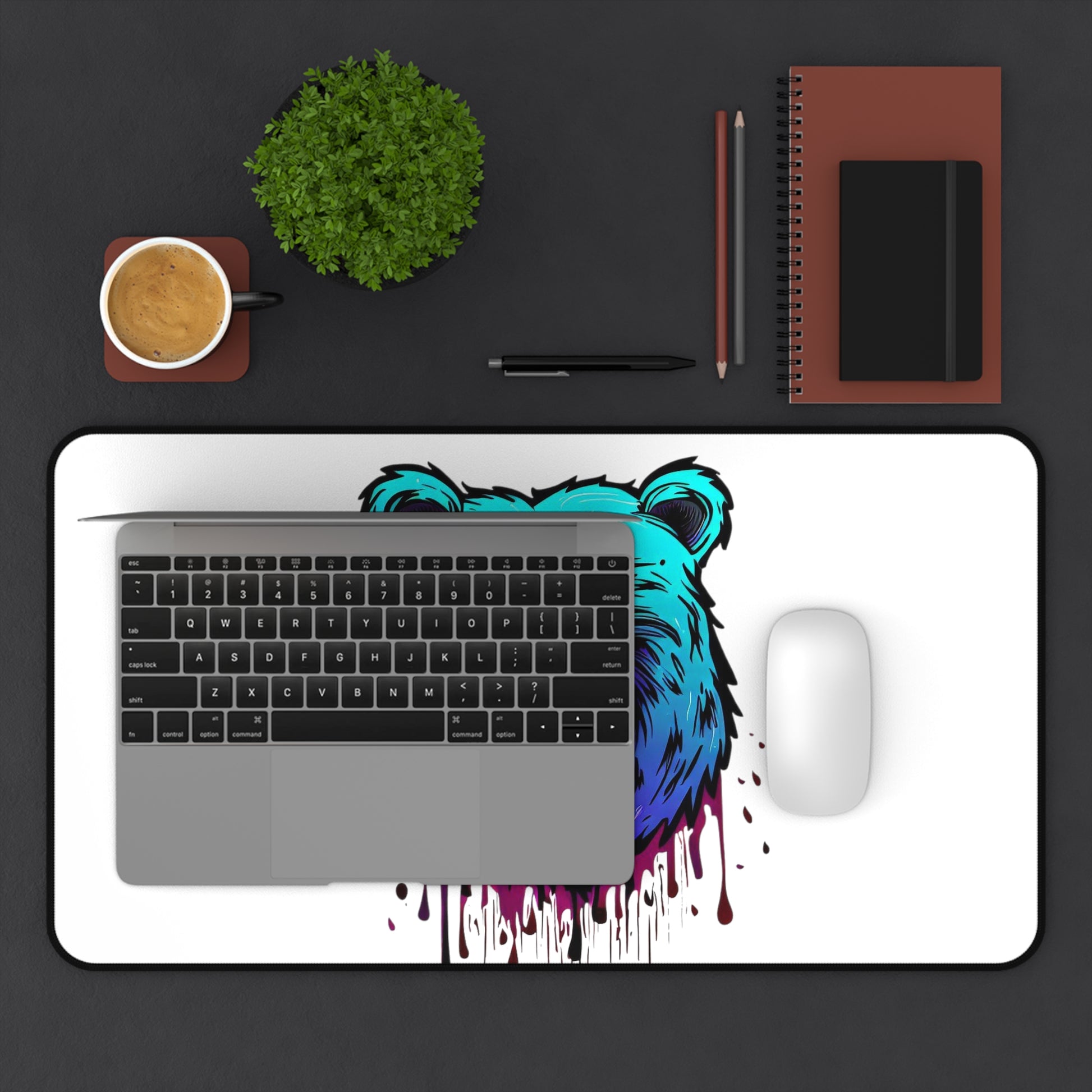 Graffiti mouse pad, Bear mouse pad, urban art Desk Mat, blue - SaviTraviDesigns