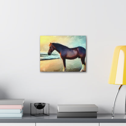 Horse wall art, Beach wall art, ocean art, Canvas Gallery Wraps, Horse Beach, Sunset Beach - SaviTraviDesigns