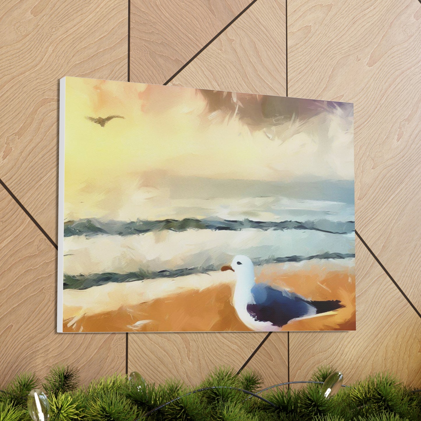 Seagull Painting, Beach wall art, Ocean Wall Art, Canvas Gallery Wraps